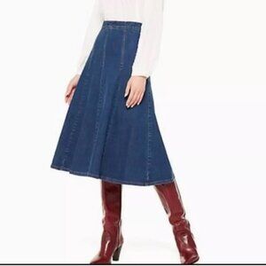 Kate Spade Denim Midi Skirt The Rules Medium Wash Women's 12 DesignerLuxury EUC